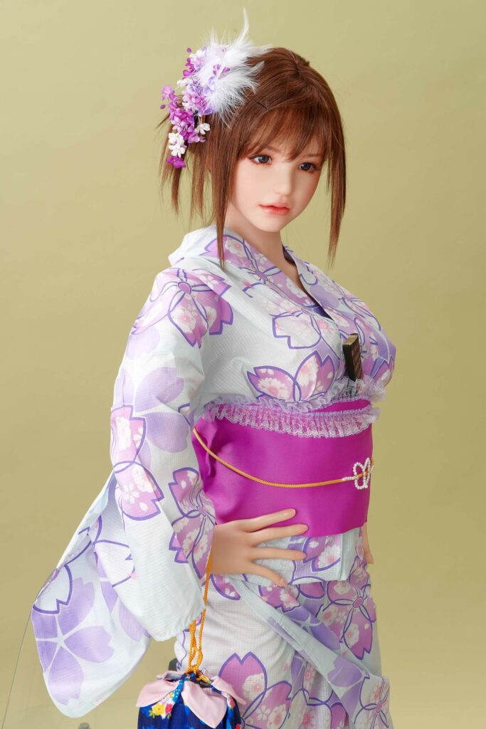 Premium Japanese love doll Izumi by Orient Industry wearing traditional kimono