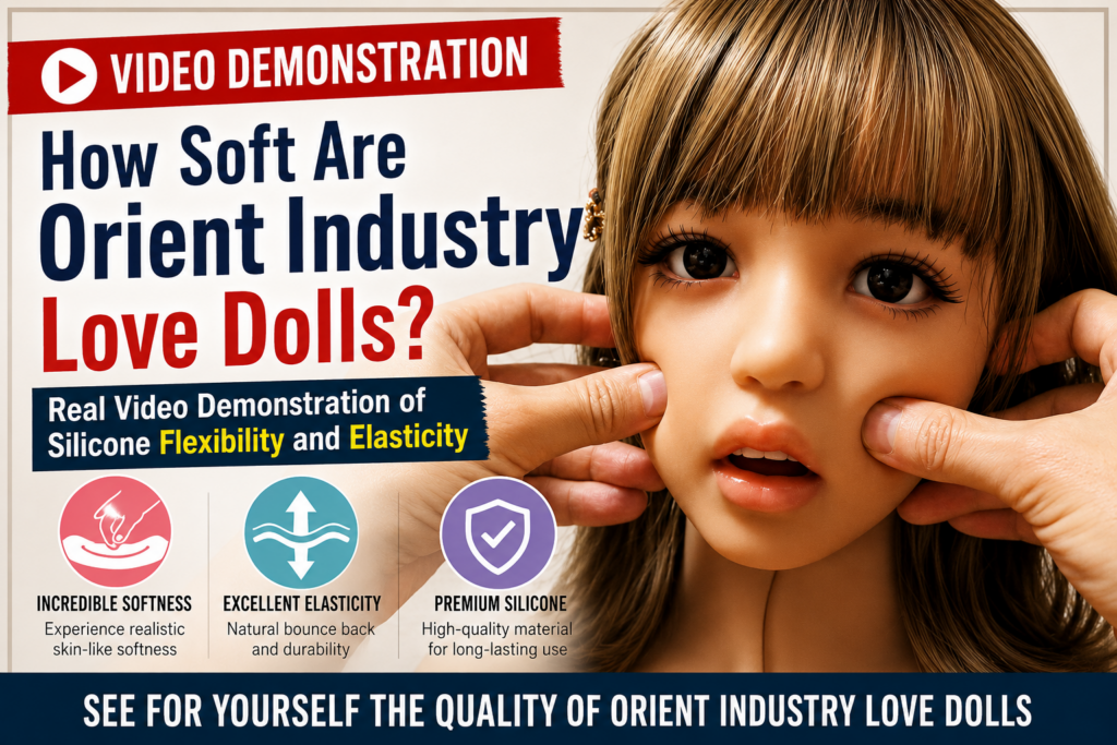 Softness and elasticity test of an Orient Industry love doll demonstrated through video footage