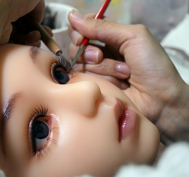 Detailed makeup artistry on a premium Japanese love doll face