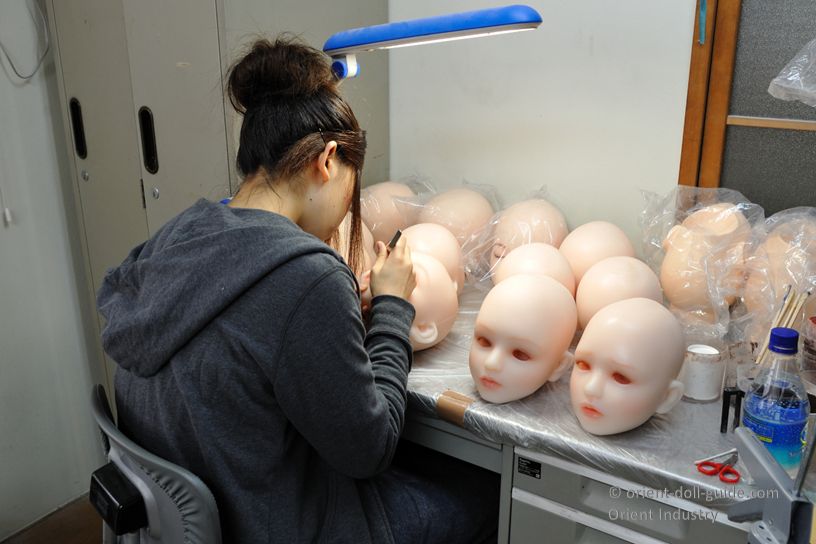Finishing workshop where Japanese love dolls are carefully assembled and completed at Orient Industry