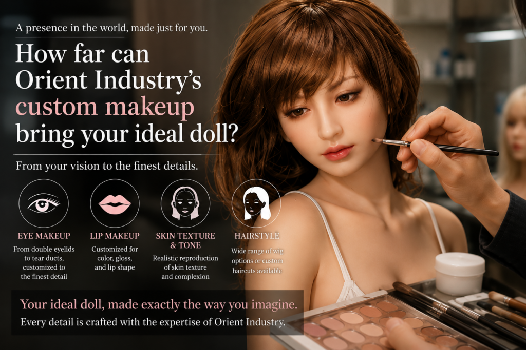 Orient Industry custom makeup options including eye makeup, lip makeup, skin tone, and hairstyle customization