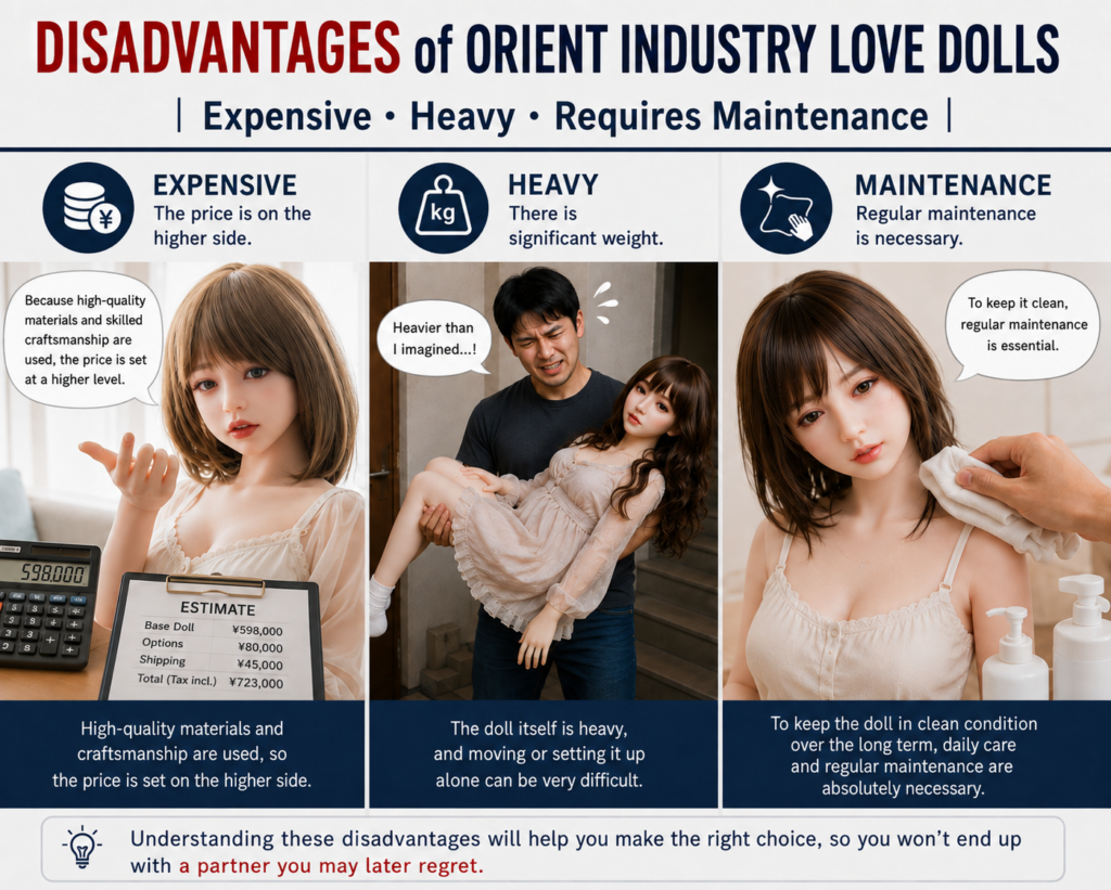 Disadvantages of Orient Industry love dolls: high price, heavy weight, and regular maintenance